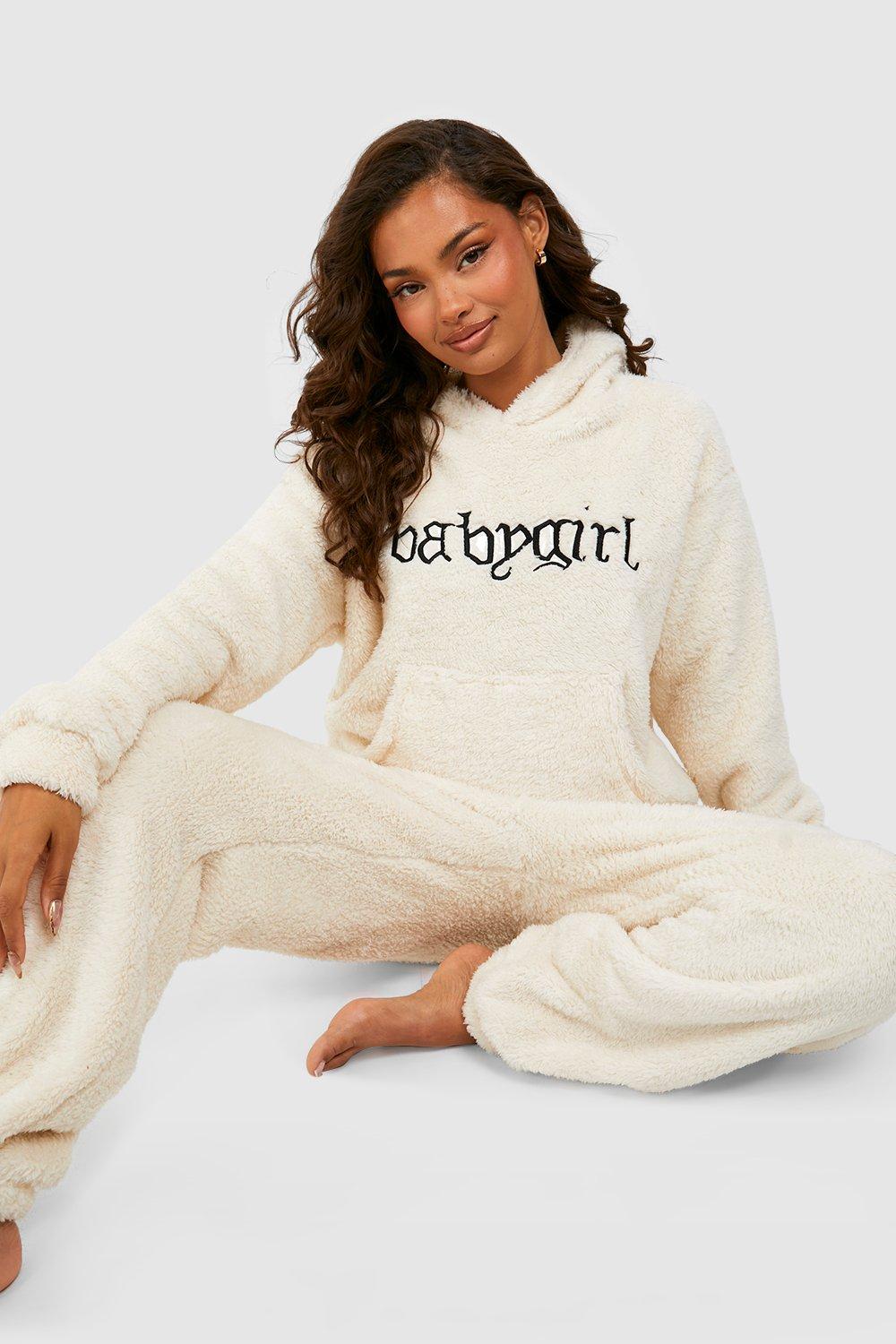 Baby Girl Slogan Fleece Loungewear Set boohoo