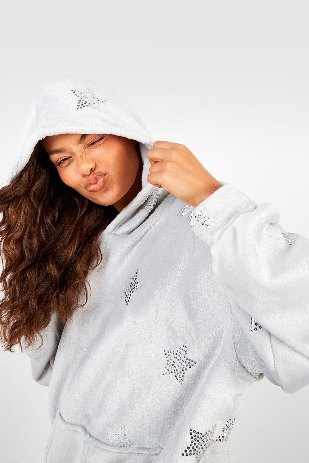 Star Detail Fleece Loungewear Oversized Blanket Hoodie boohoo UK