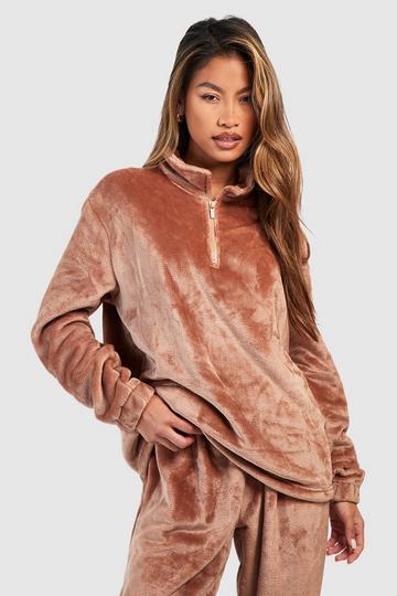 Half Zip Loungewear Sweatshirt chocolate