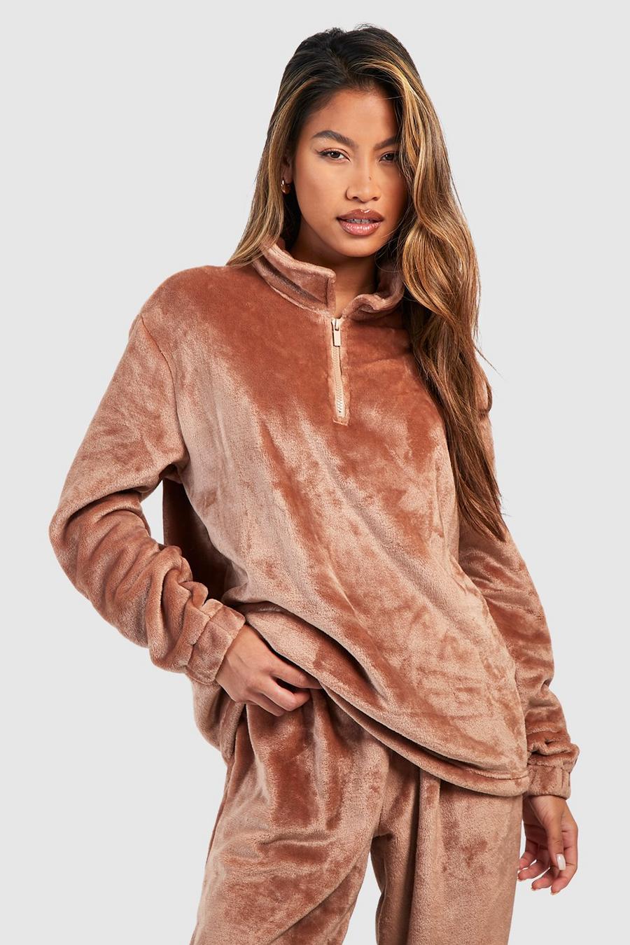 Chocolate Loungewear Trui Met Korte Rits