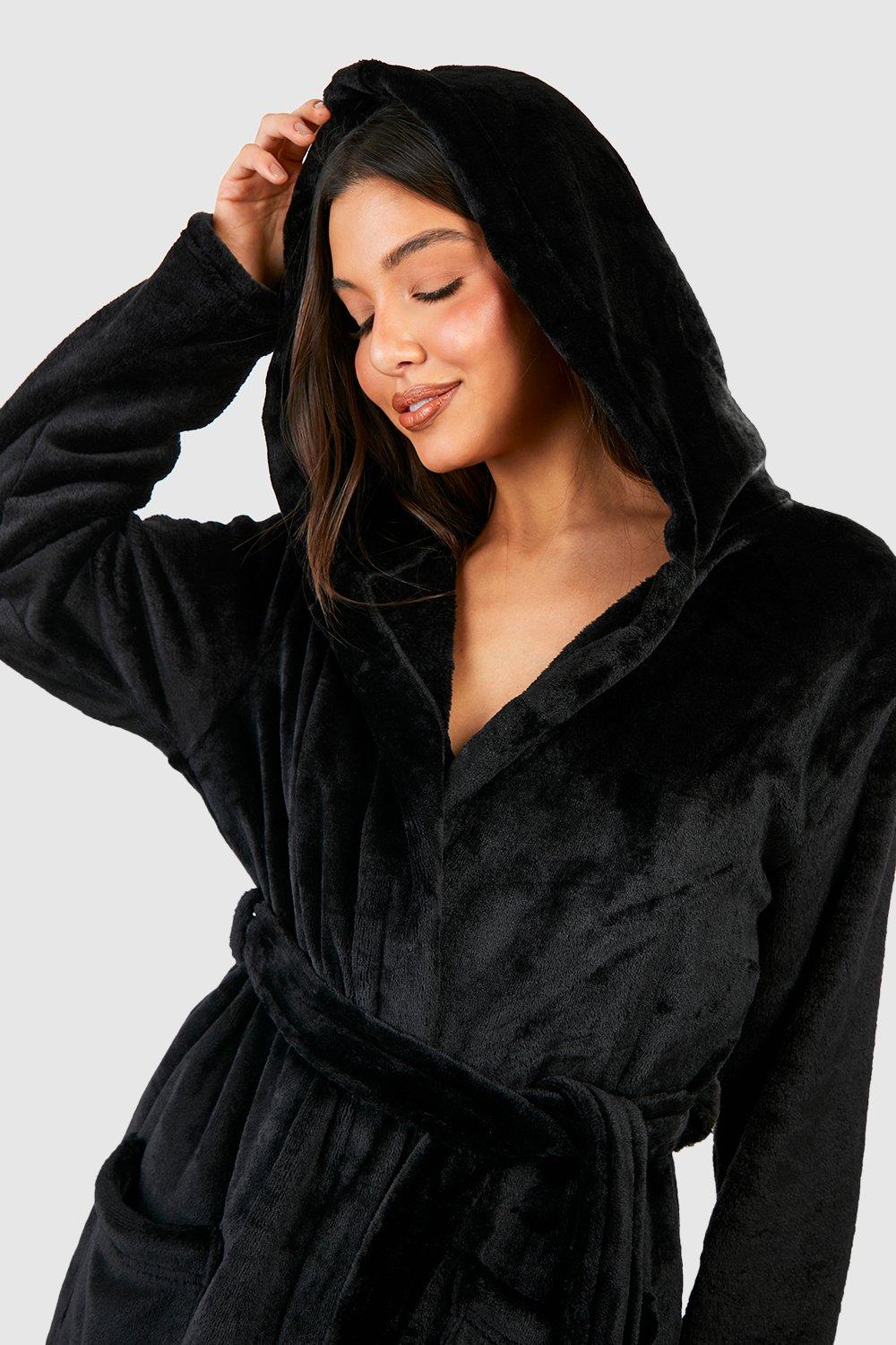 Fluffy black outlet dressing gown