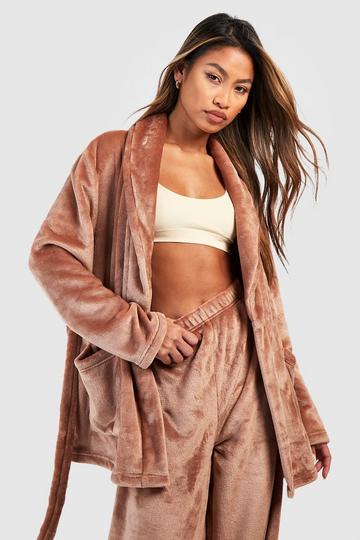 Fleece Lounge Wrap Cardigan mocha