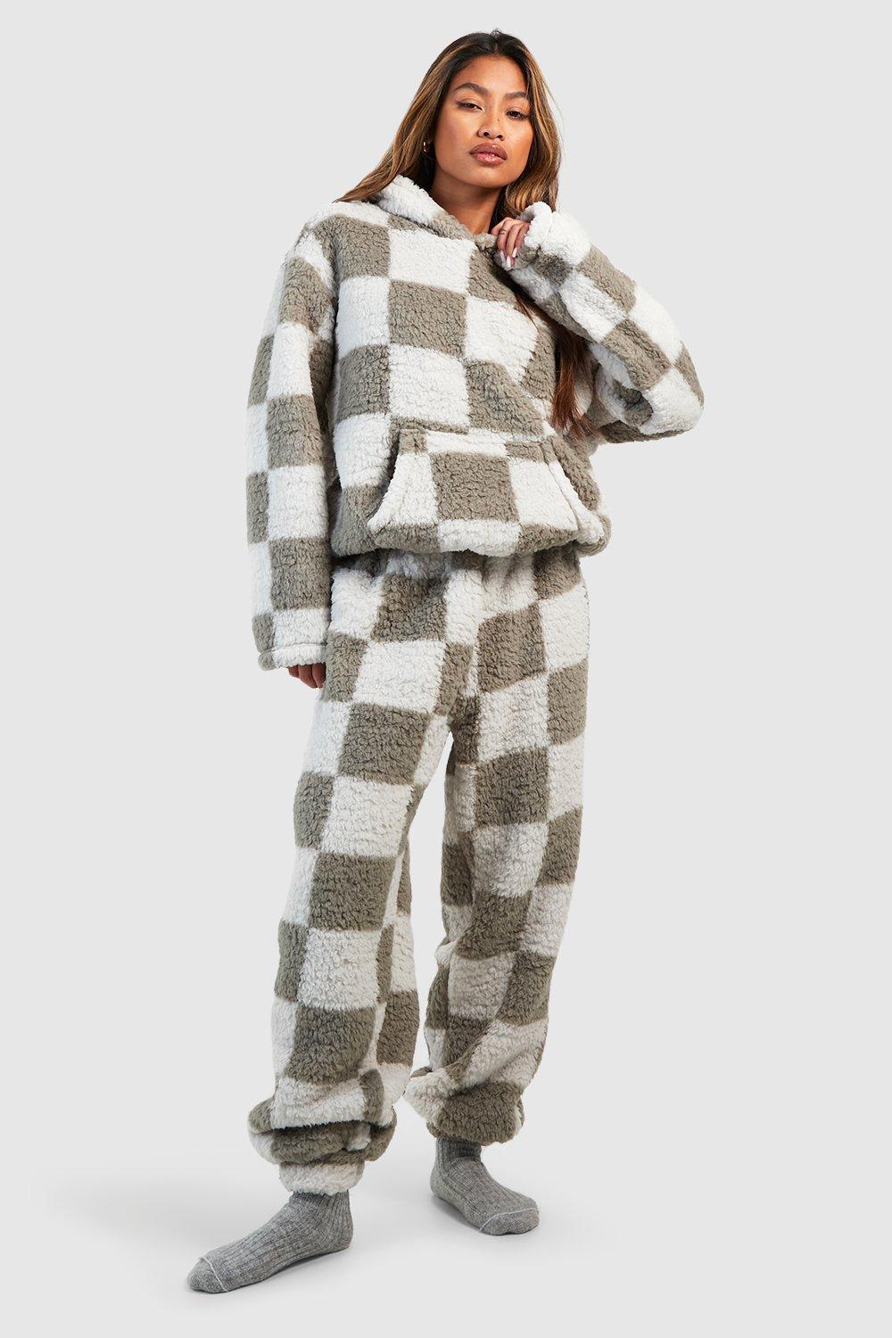 Premium Fleece Checkerboard Hoody boohoo DK