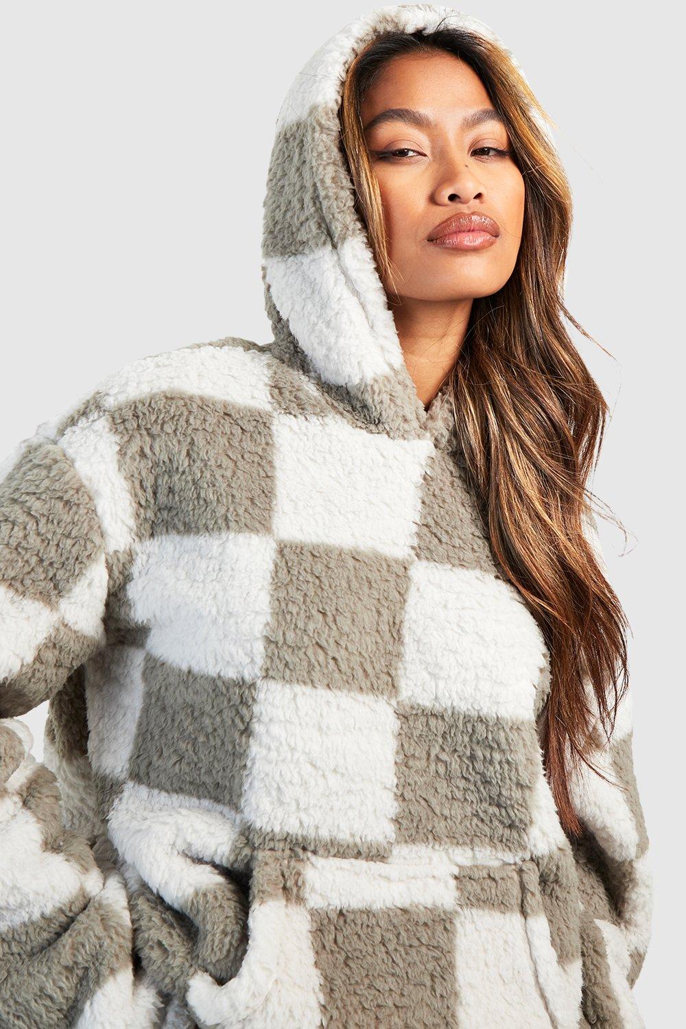 Plaid crop faux fur sweatshirt online