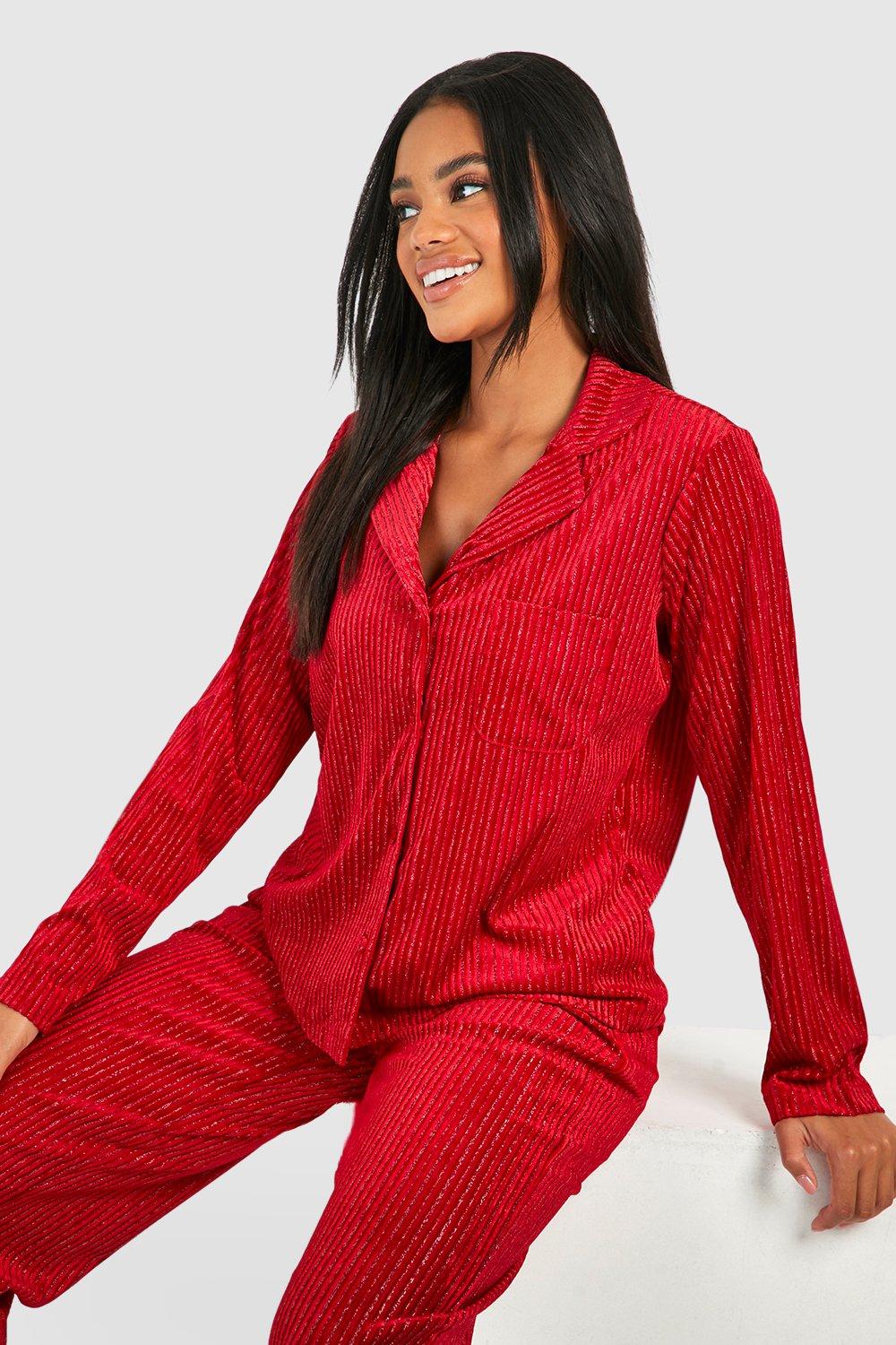Premium Stripe Velvet Pajama Set