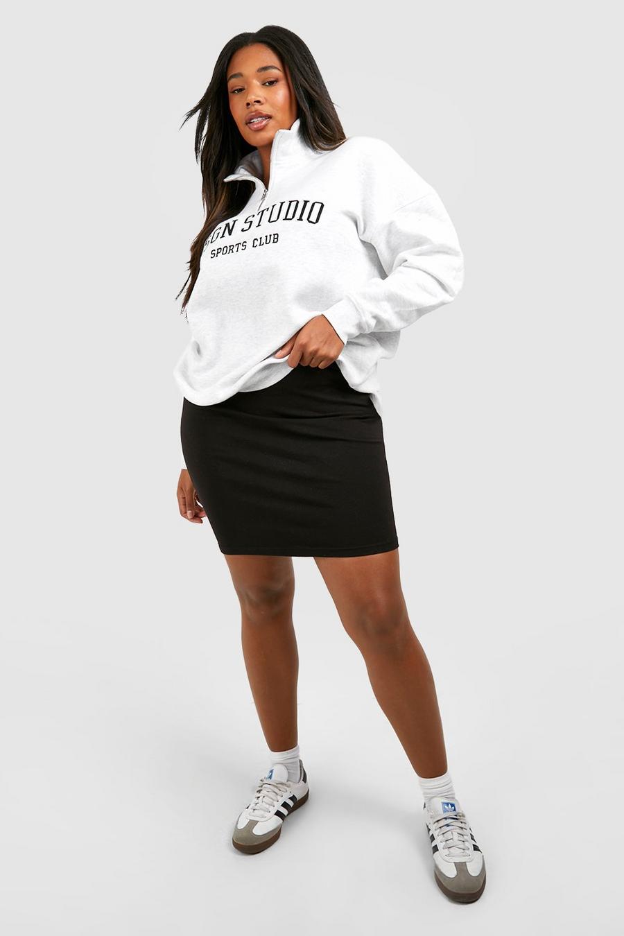 Minifalda Plus básica de algodón y elastano, Black image number 1