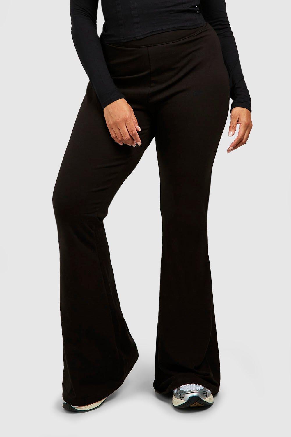 Plus Cotton Elastane Basic Fold Over Waistband Trousers