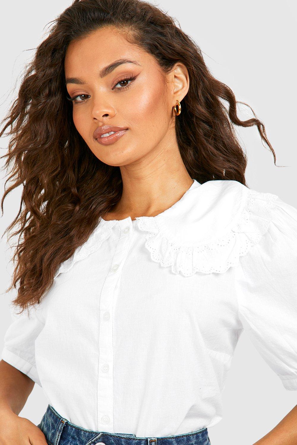 Ruffle cheap collar top