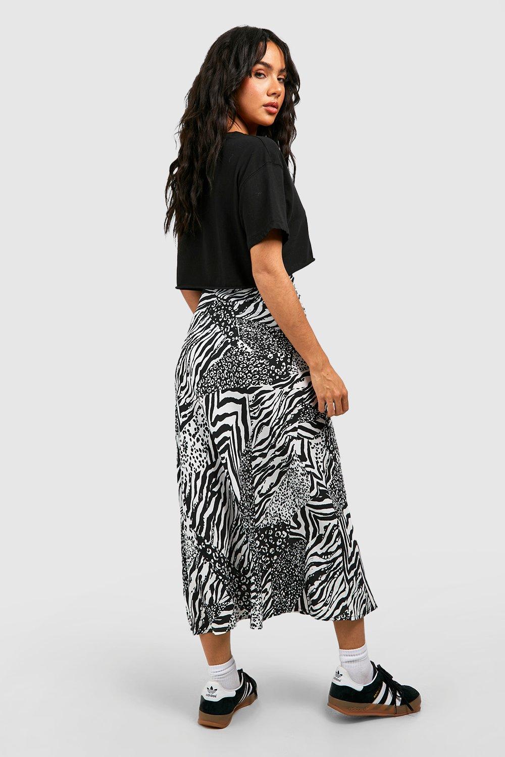 Animal print skirt sales boohoo