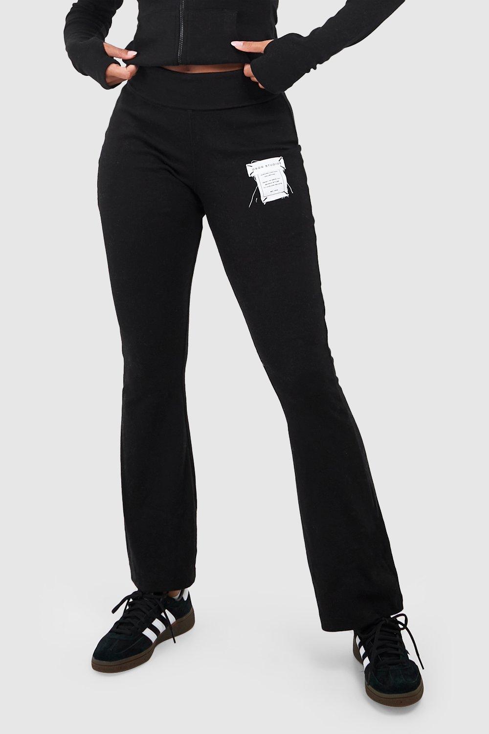 Dsgn Studio Ribbed Woven Label Flare Yoga Pants