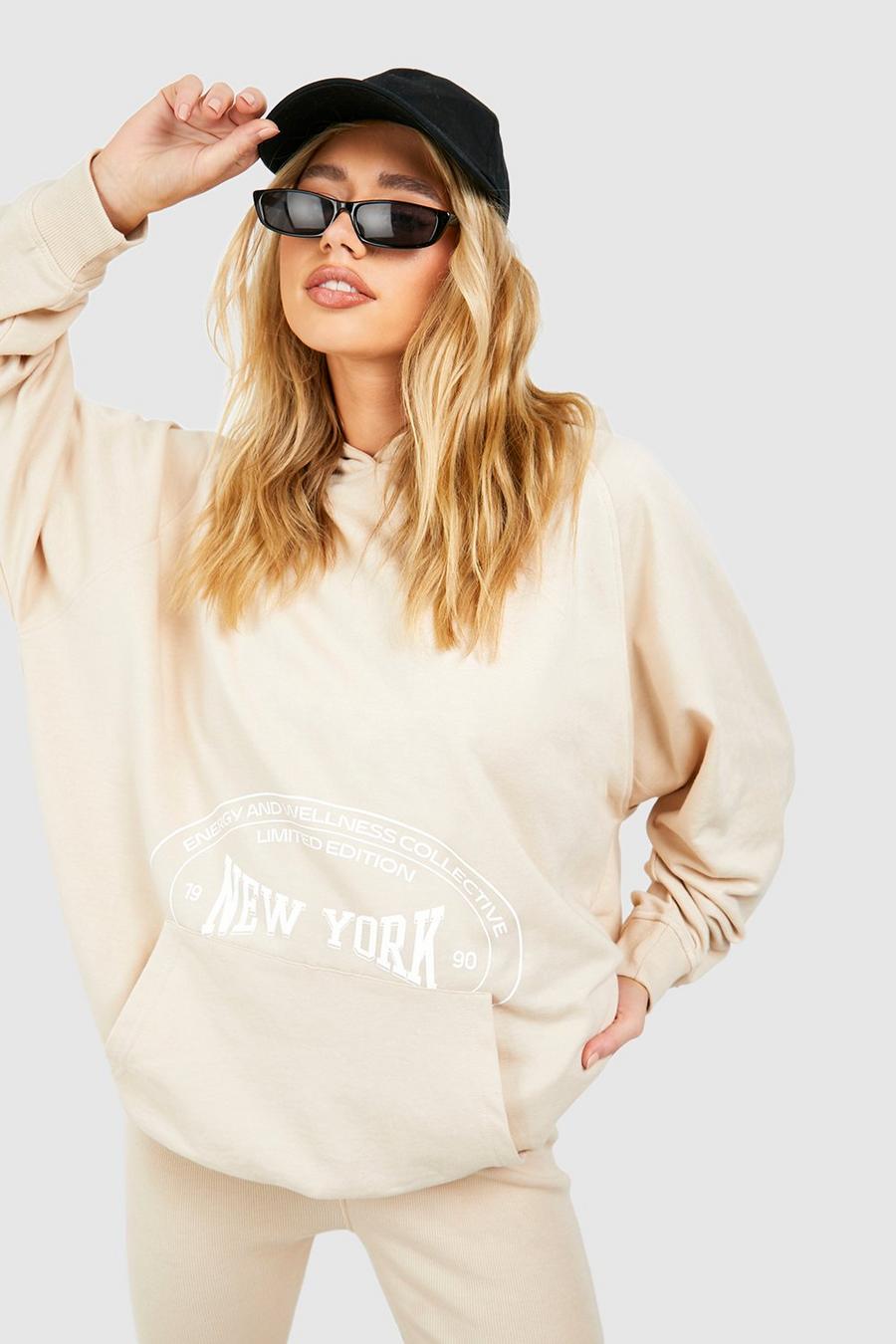 Stone New York Oversize hoodie med slogan image number 1