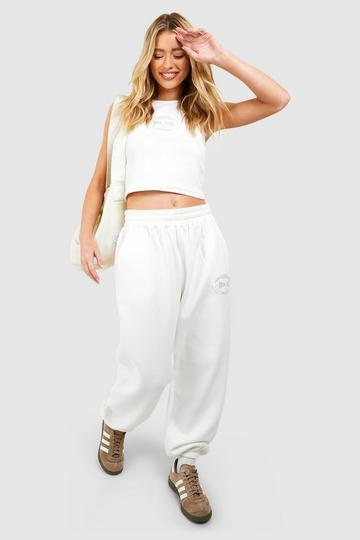 New York Slogan Cuffed Jogger ecru