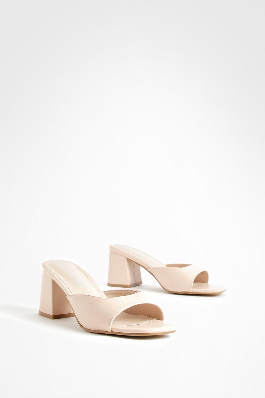 Nude color carne Squared Detail Low Block Mule   image number 1