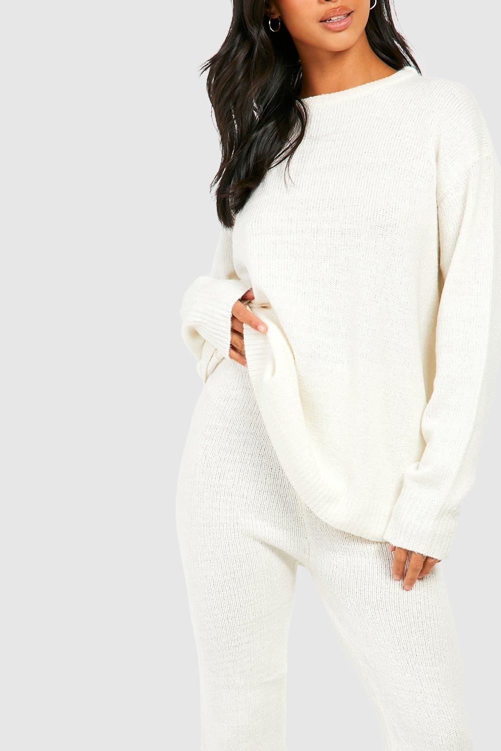 Two Piece Rib Knit Soft Sweater Pants Set