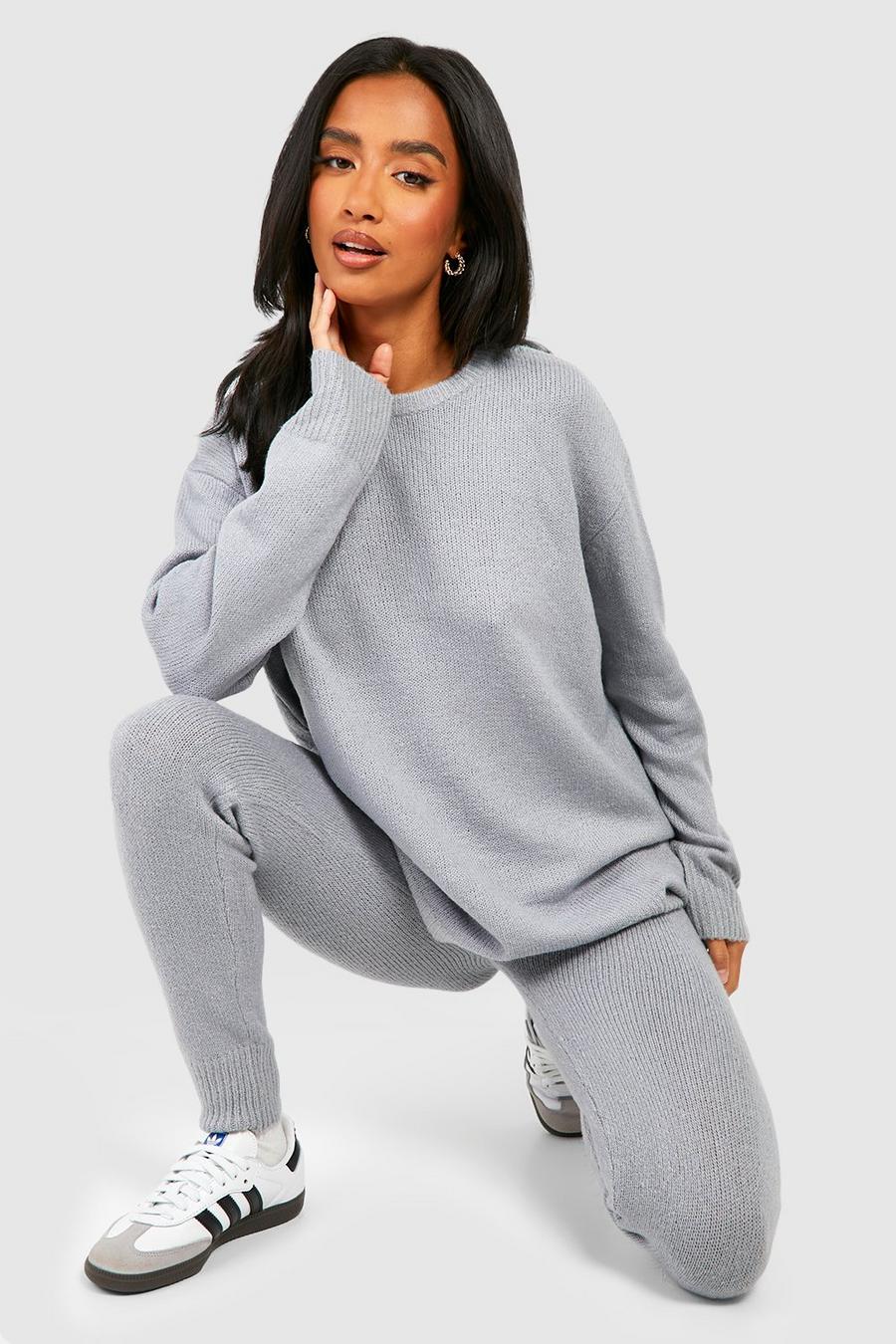 Grey Petite Knitted Legging Tracksuit   image number 1