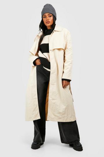 Nylon Shoulder Detail Trench Coat stone