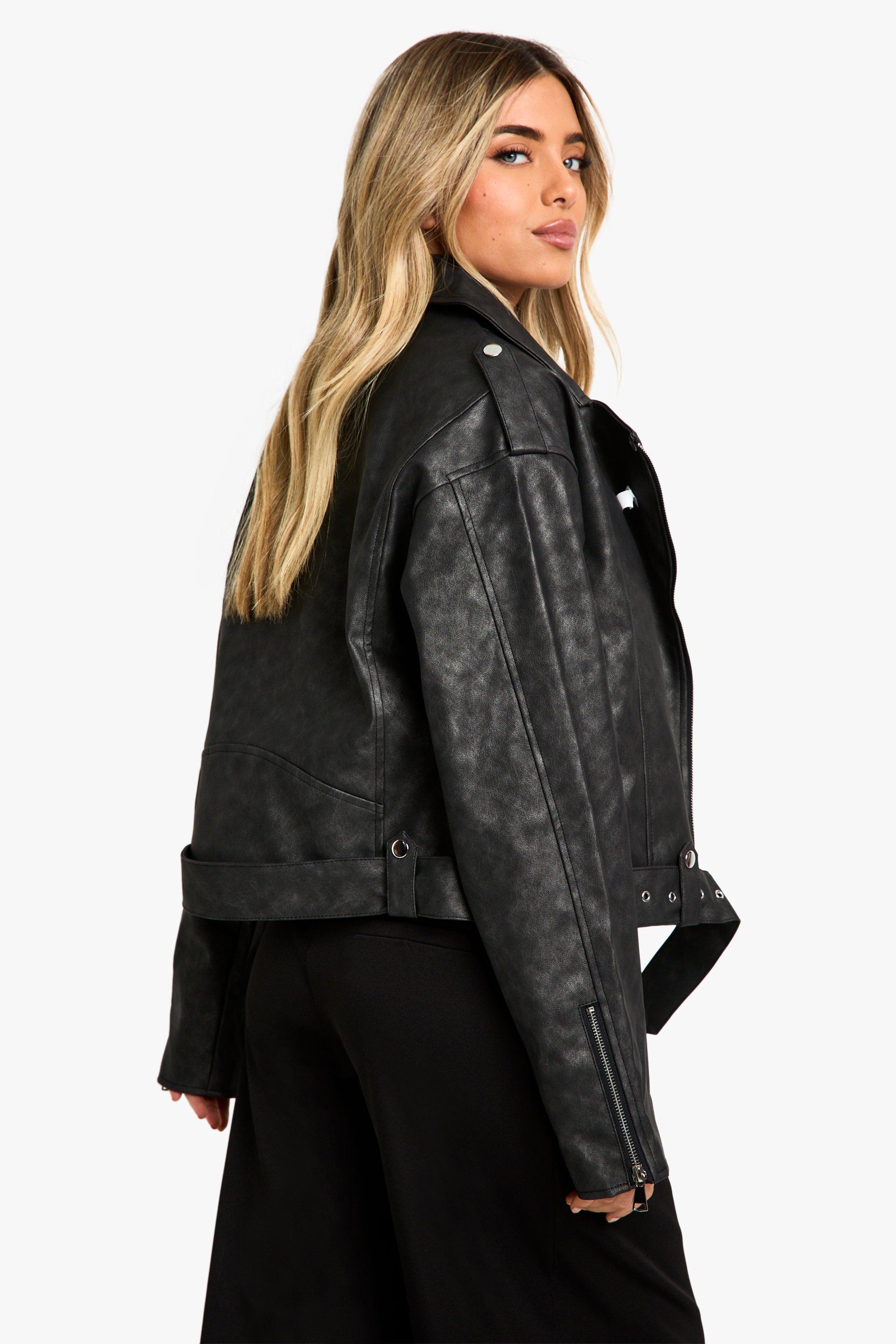 Grey biker hot sale jacket womens