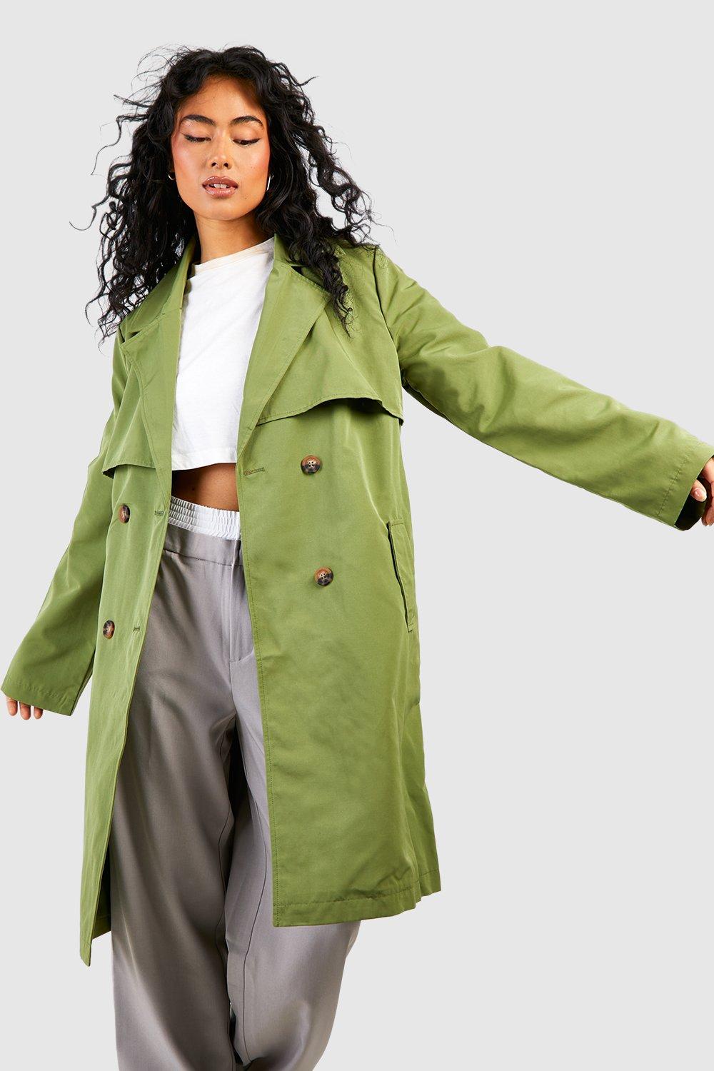 Olive green trench coat on sale womens