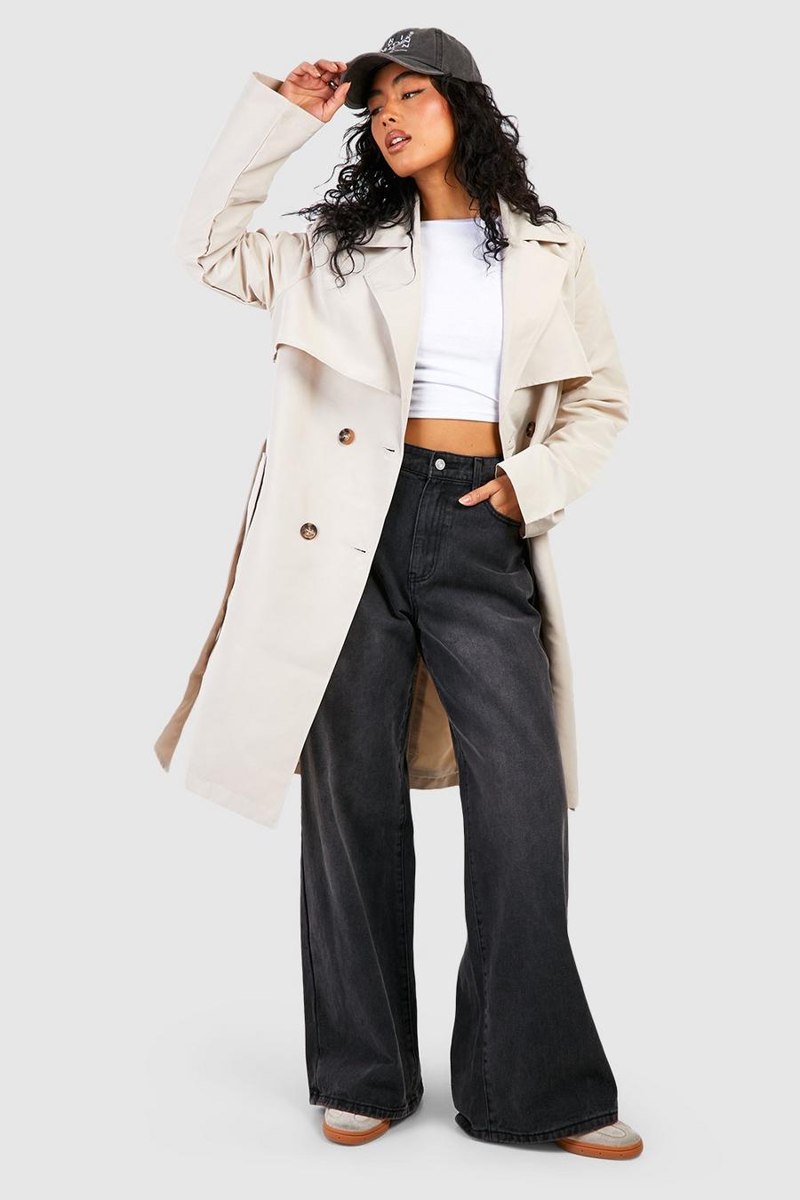 Stone Double Breast Belted Trench Coat 