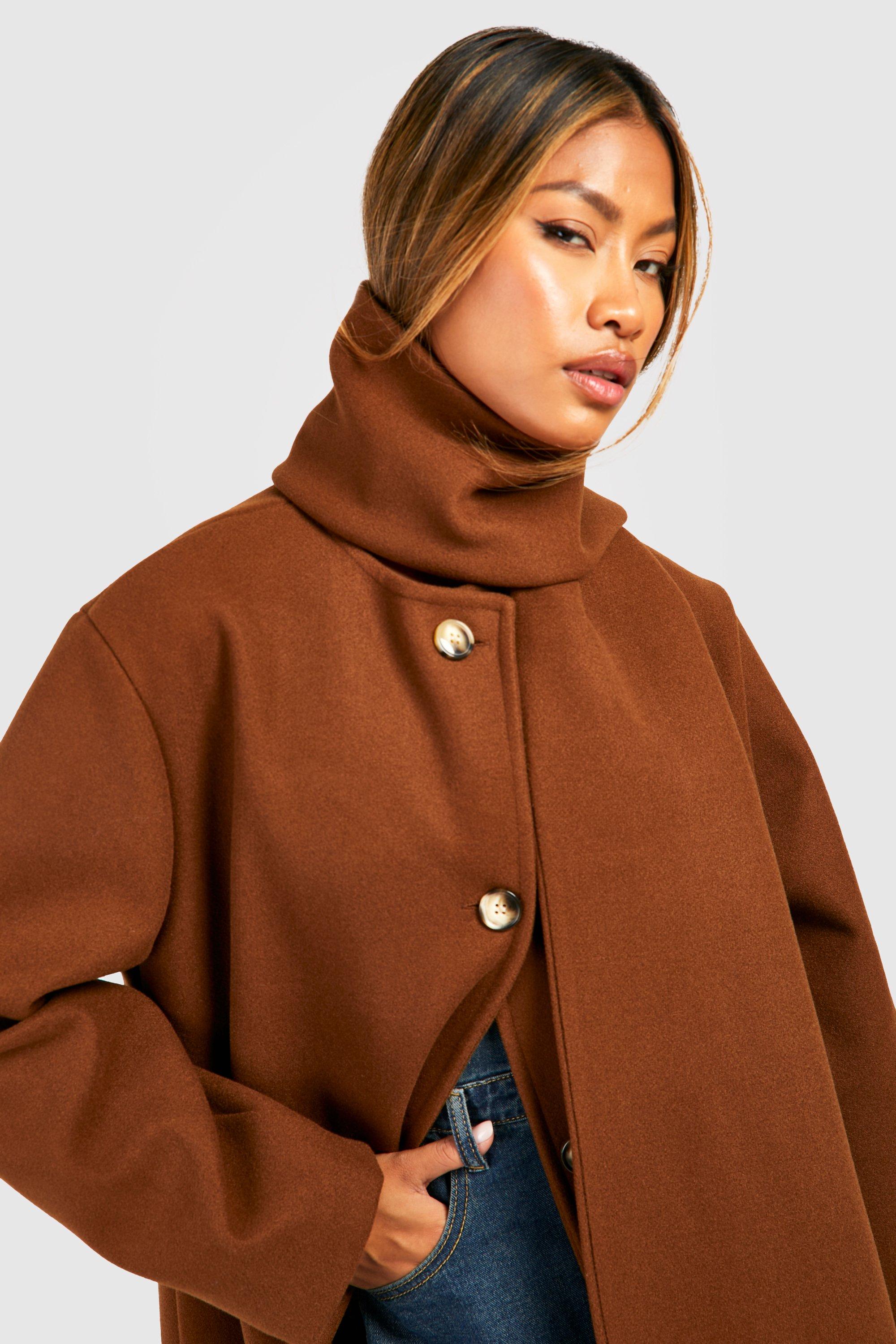 Women's Scarf Wool Look Midaxi Coat | Boohoo UK