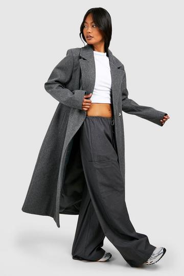 Grey Tailored Wool Look Maxi Coat