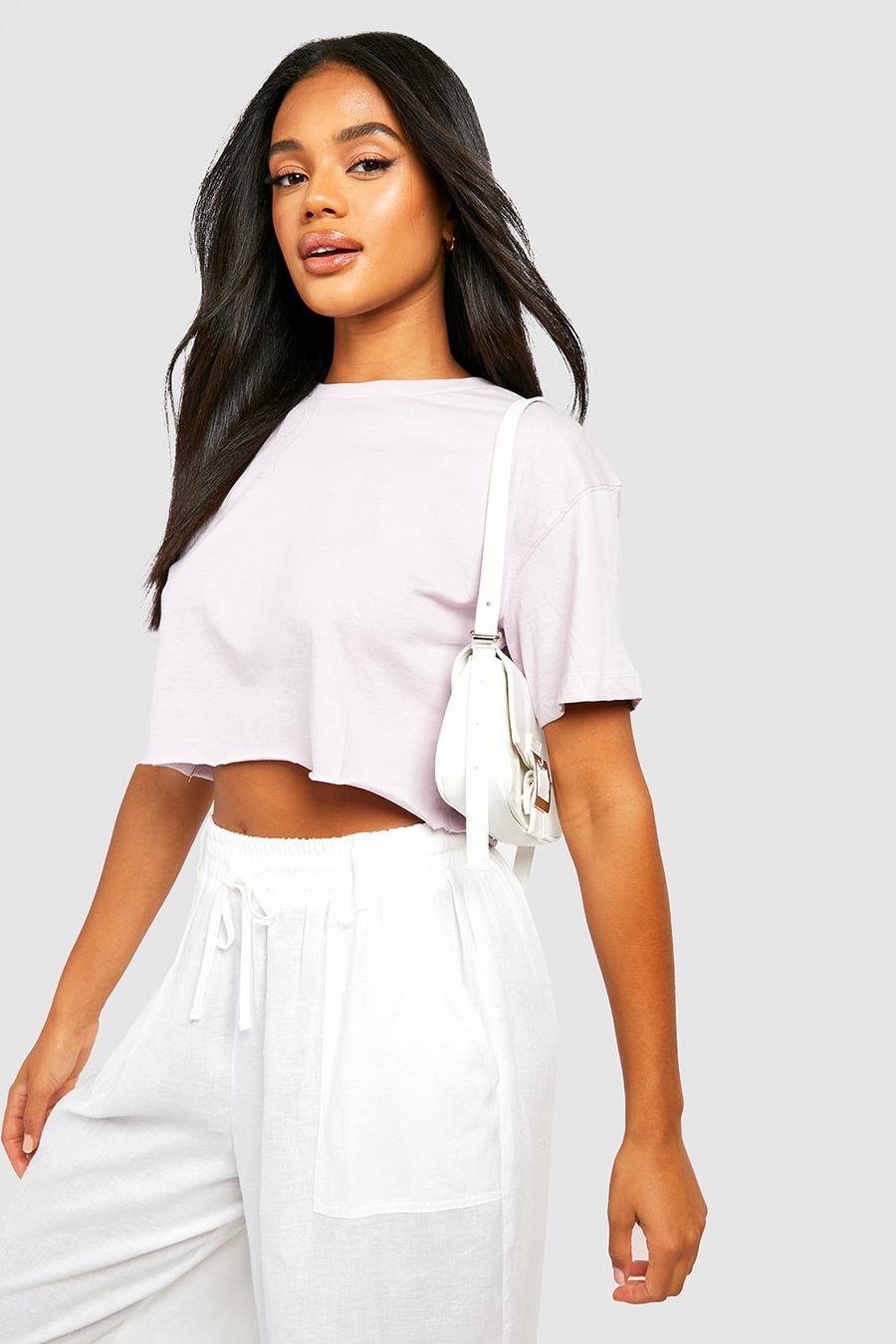 Lilac Short Sleeve Cropped Boxy T-shirt  image number 1