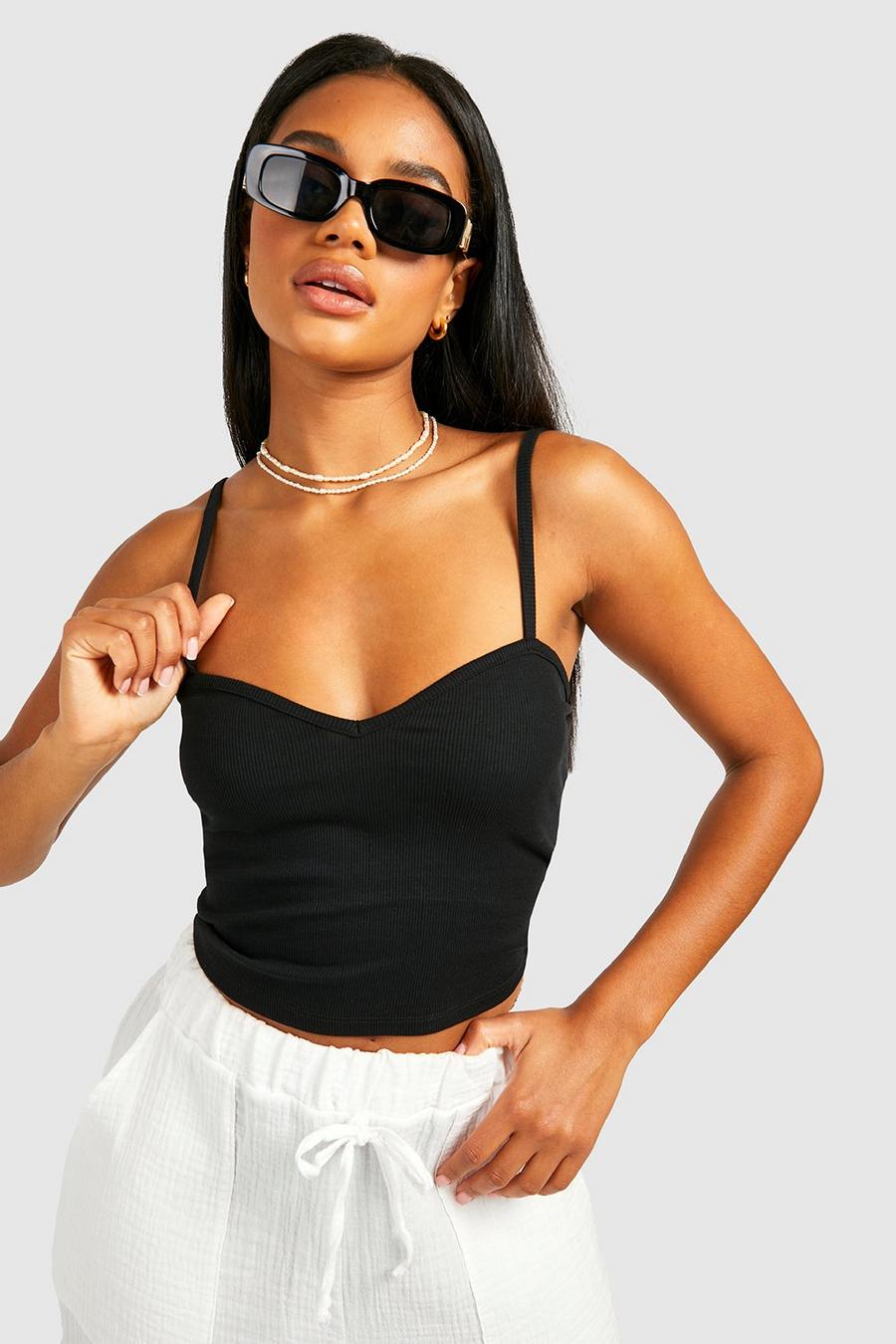 Black Strappy Tank Top Top image number 1