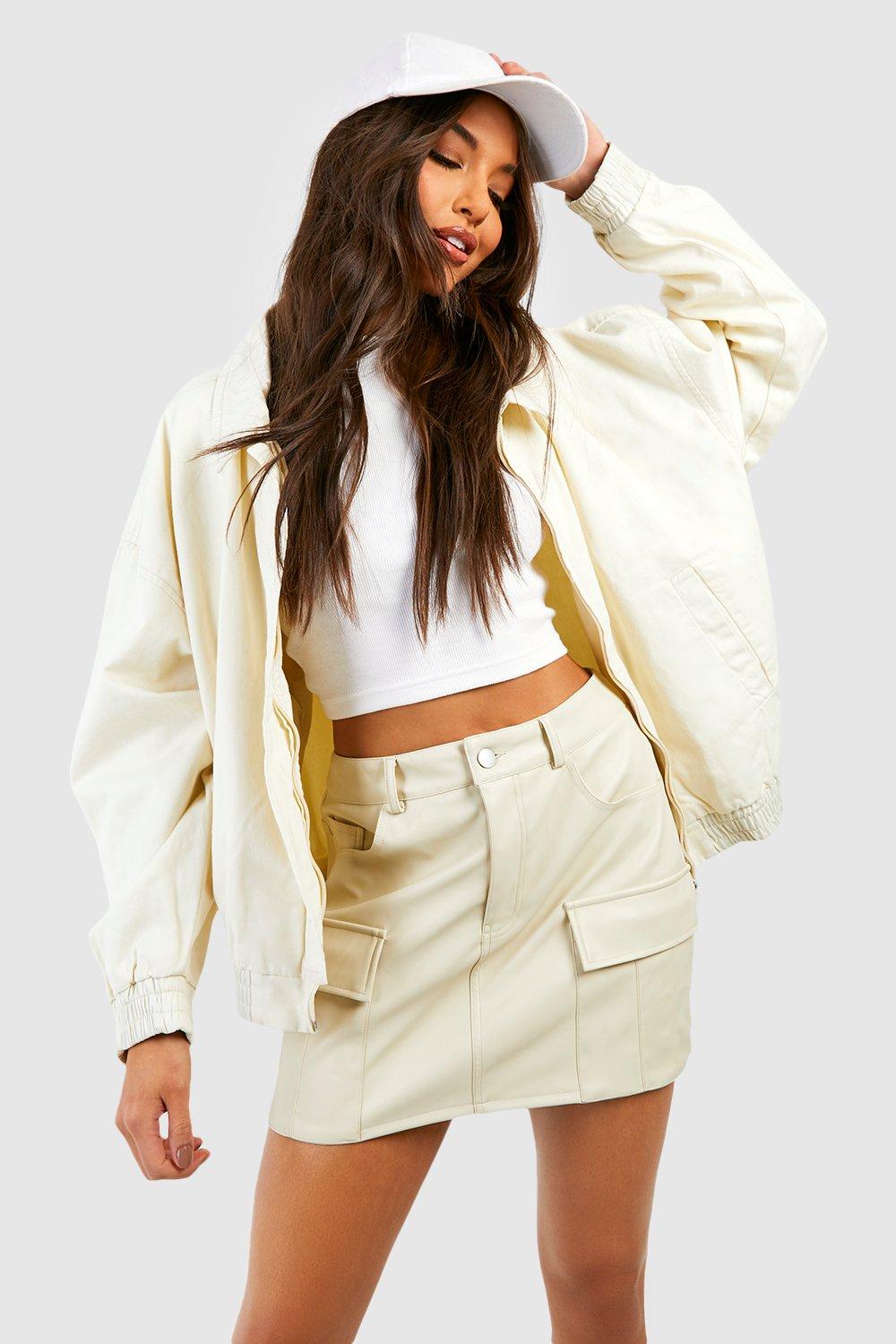 Boohoo white outlet leather skirt