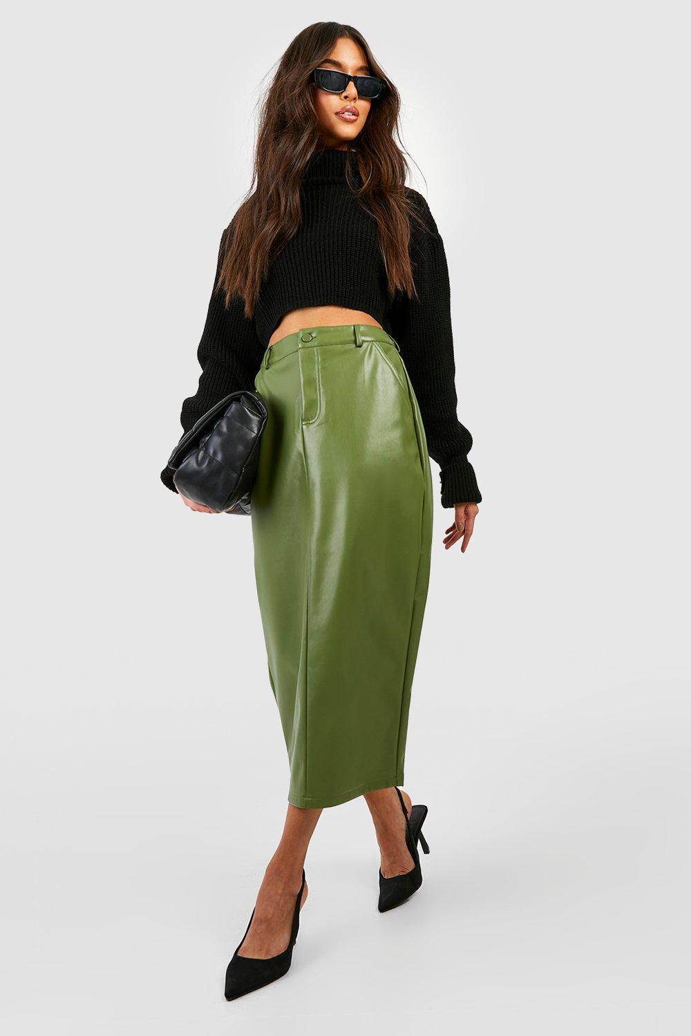 High waisted leather pencil hotsell skirt uk