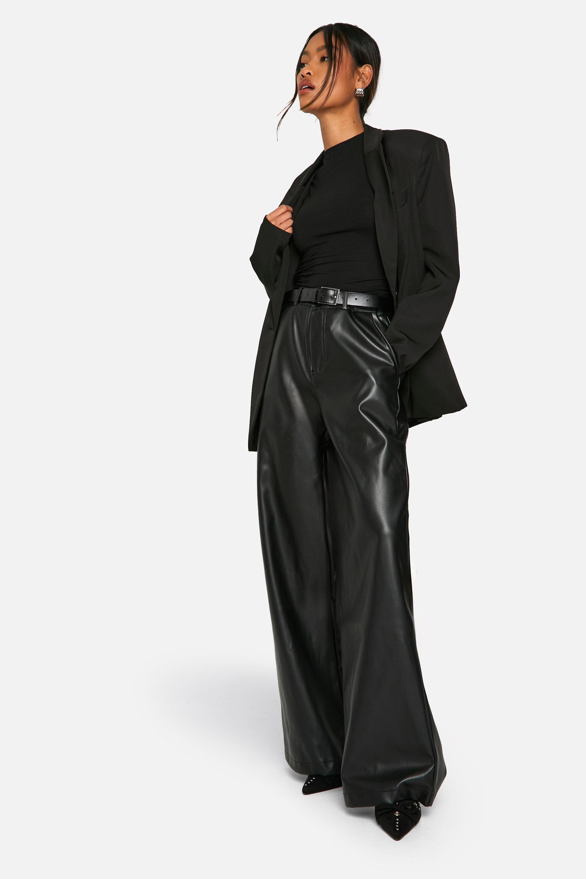 Faux Leather Wide Width Pants