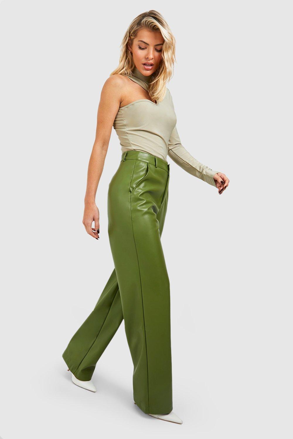 Express Body Contour Faux Leather Corset Crop Top Green Women's XL