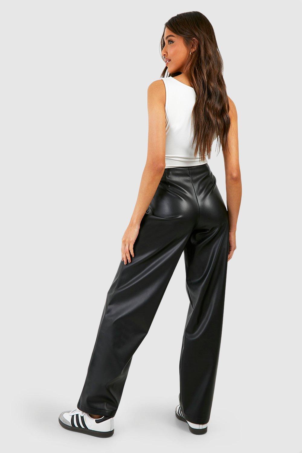 Low-rise flared faux leather pants in brown - Rotate