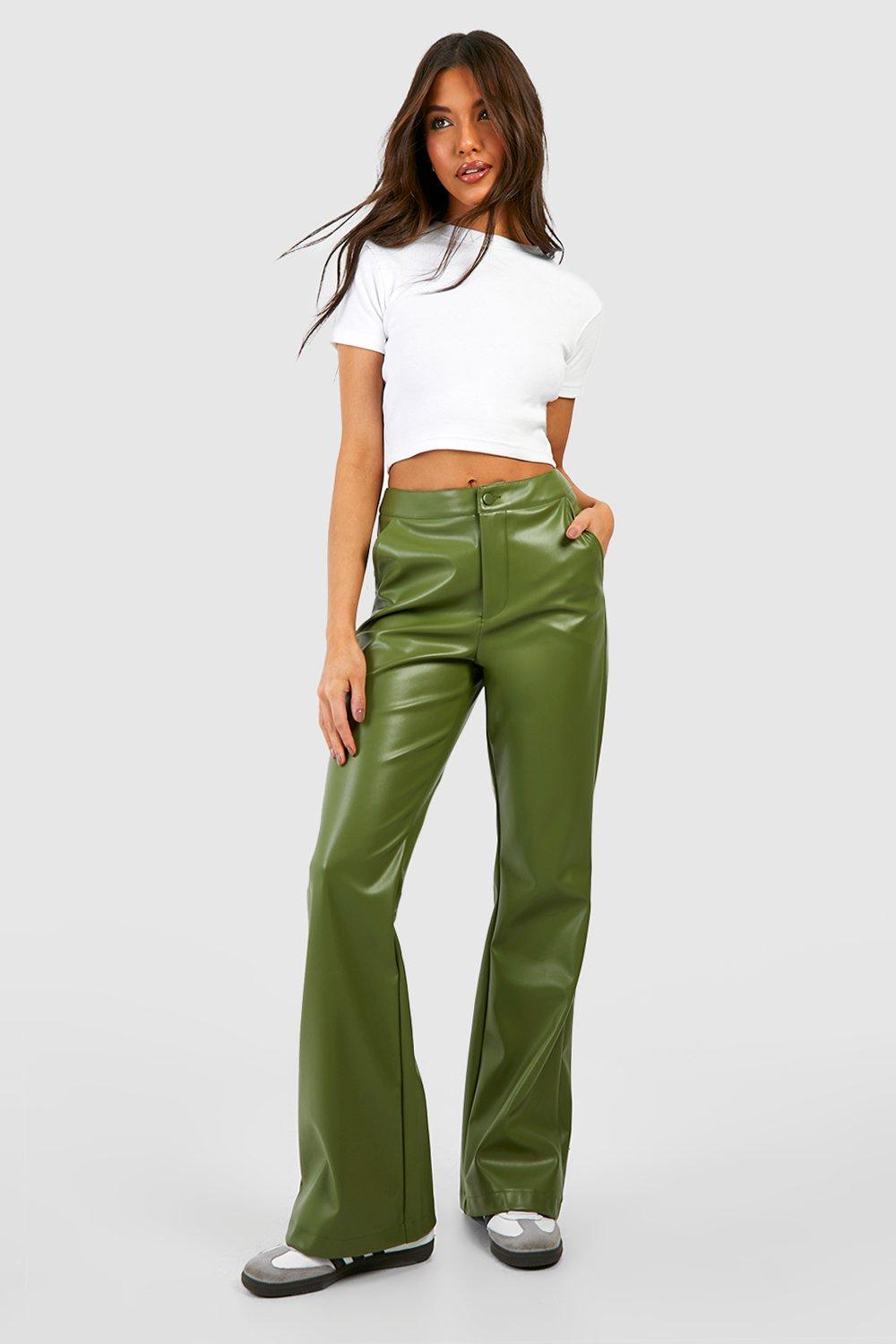 Green leather shop look trousers