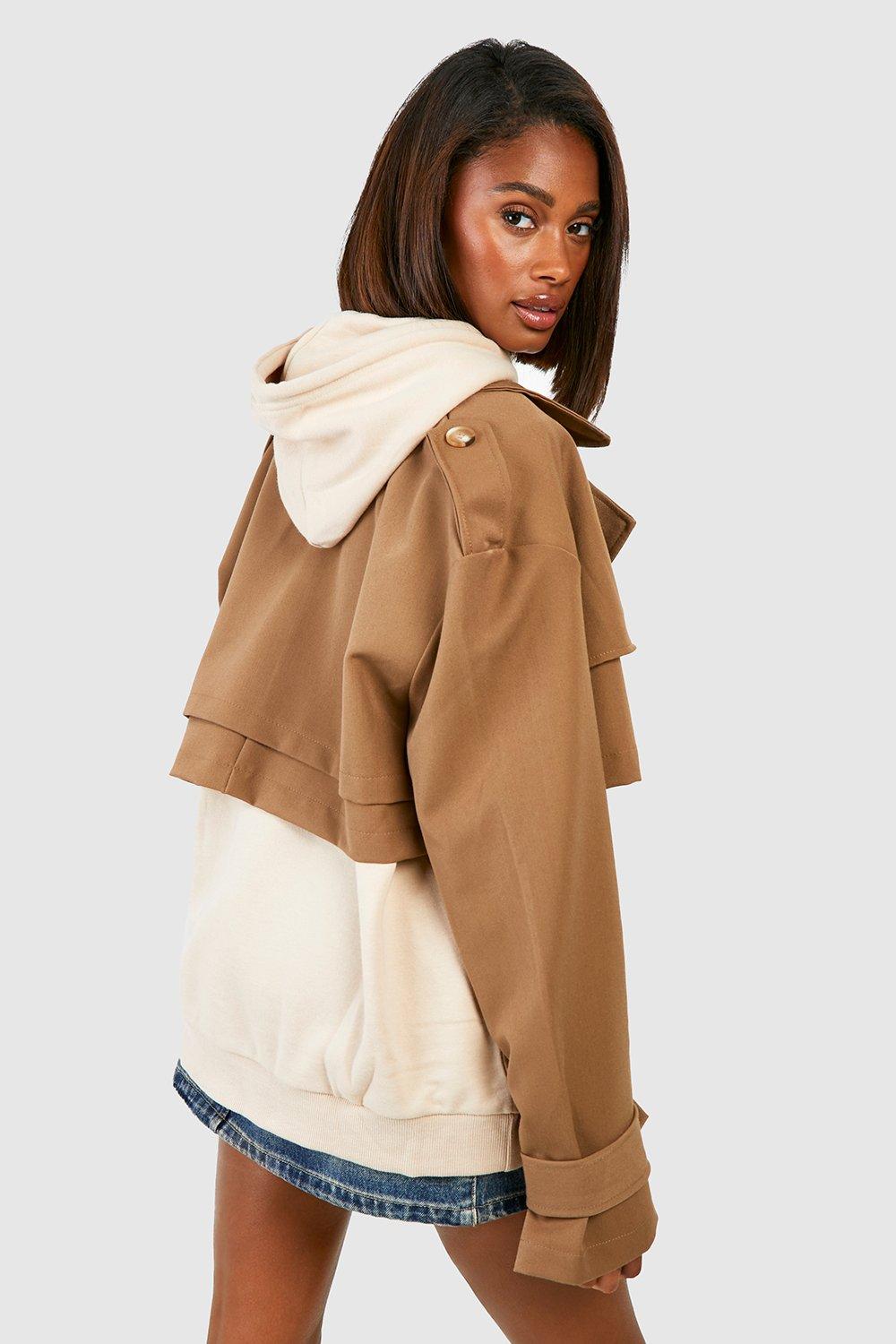 Shoulder Pad Crop Trench Coat | boohoo USA Shoulder Pad Crop Trench Coat | boohoo USA