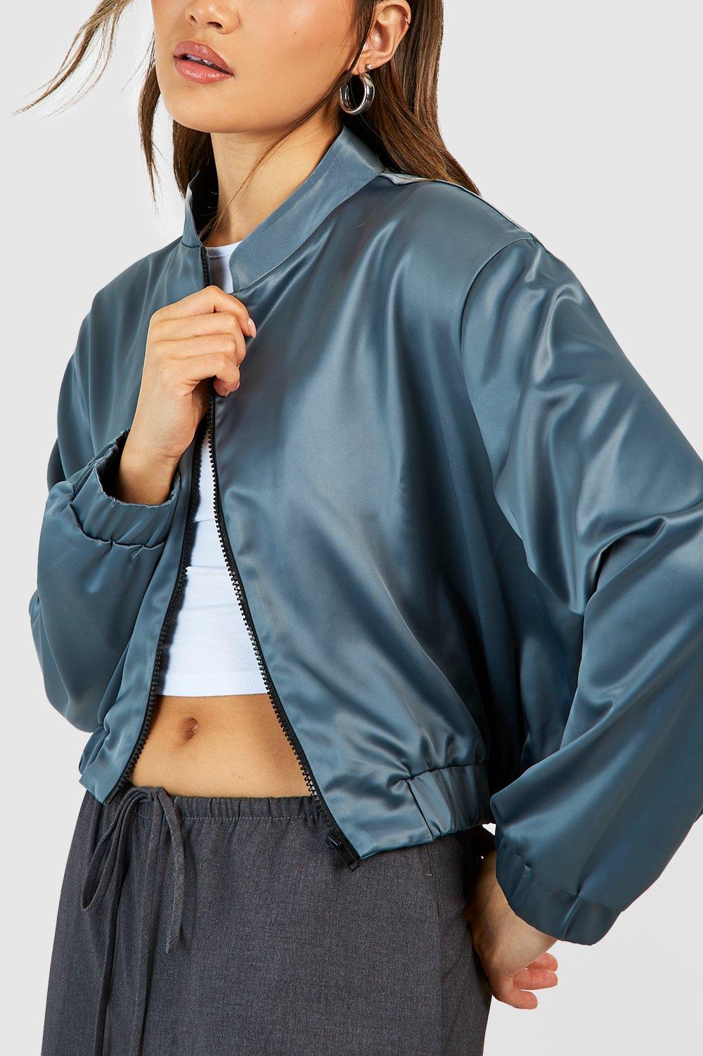 Silk satin hot sale bomber jacket