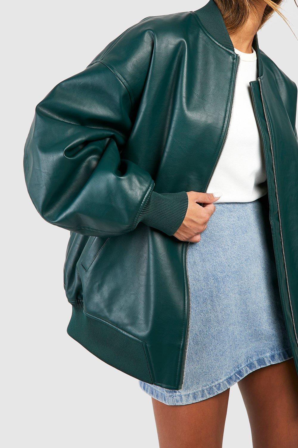 Faux Leather Bomber Jacket