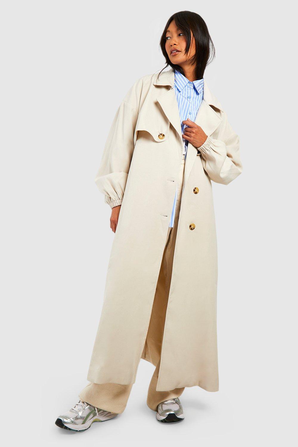 Balloon Sleeve Maxi Trench Coat