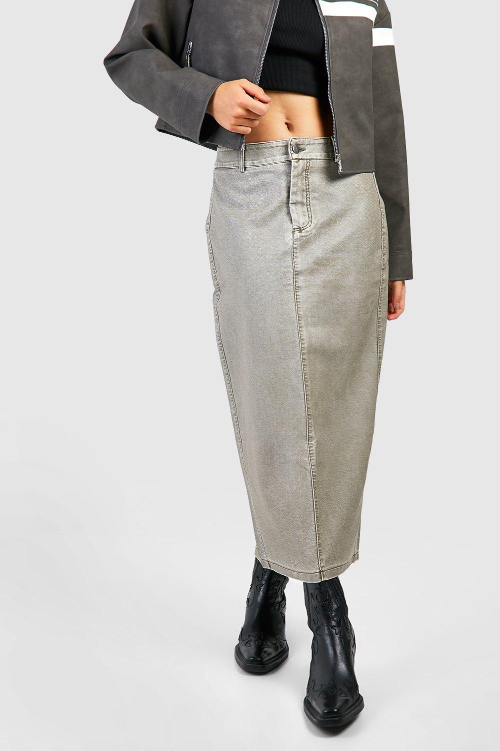 Grey pencil shop skirt boohoo