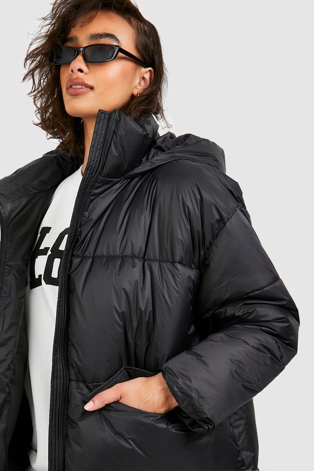 Long puffer cheap jacket boohoo