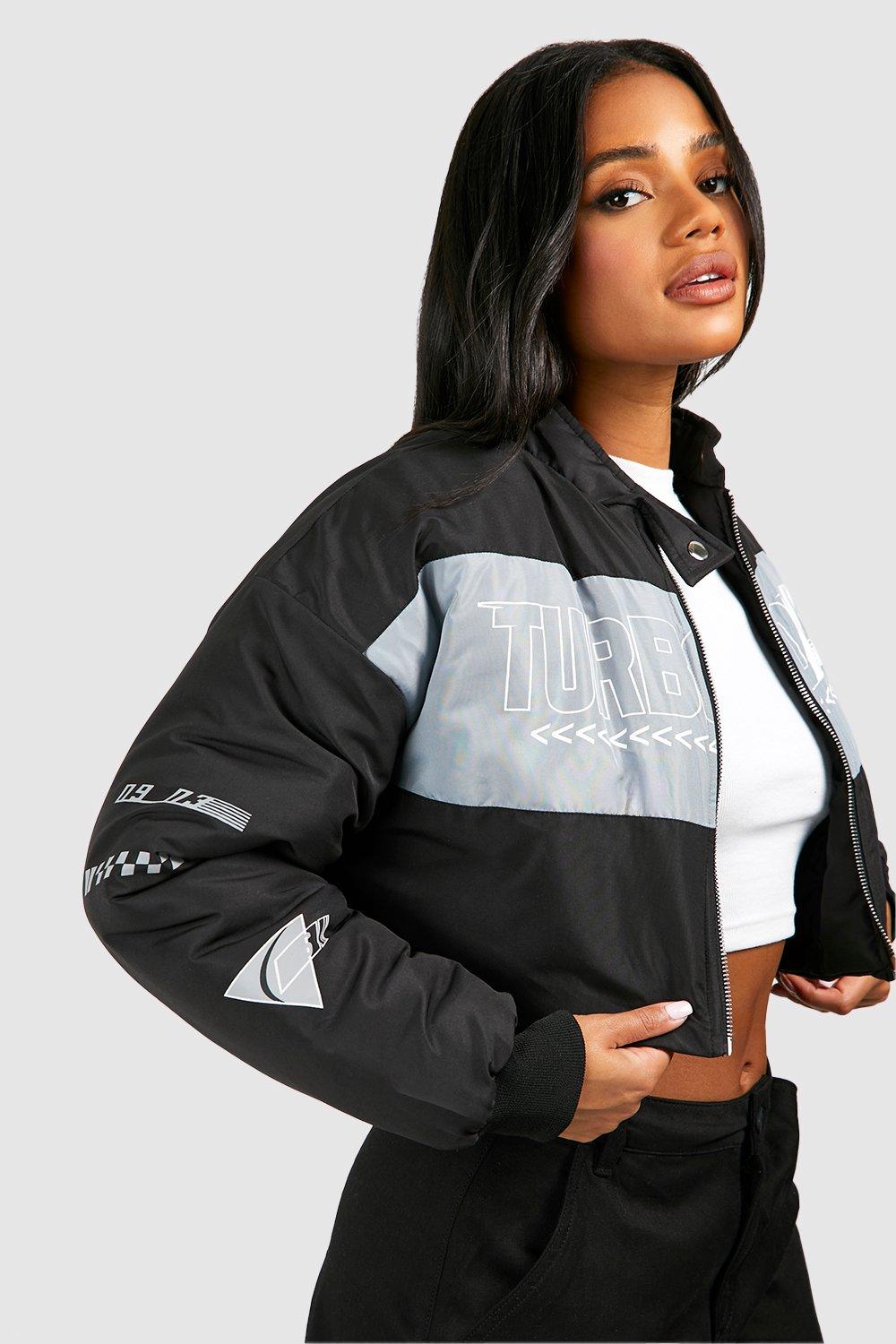 Ladies cropped bomber on sale jacket