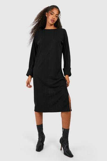 Soft Rib Loose Midi Dress black