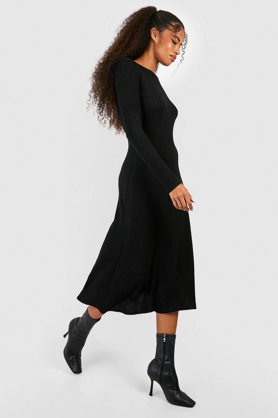 Black Super Soft Rib Loose Midaxi Dress