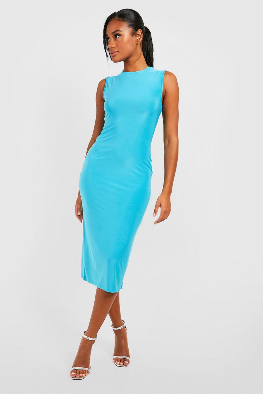 Aqua Premium Slinky Sleeveless Midi Dress image number 1