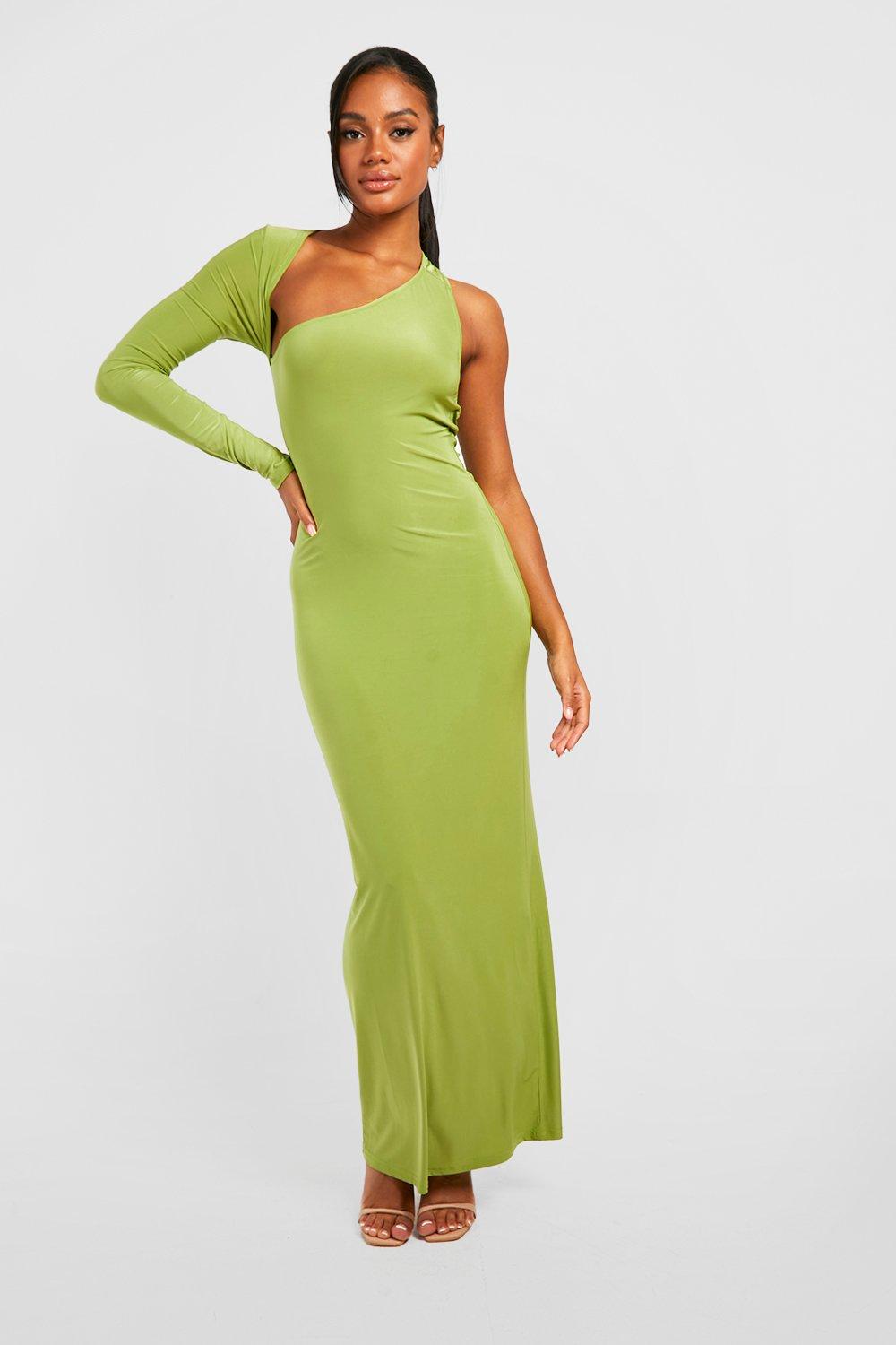 Lisa one shoulder slinky maxi dress discount with pleat detail