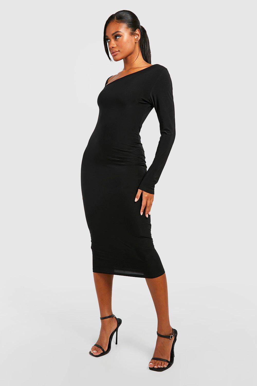 Premium Slinky Long Sleeve Midi Dress boohoo AU