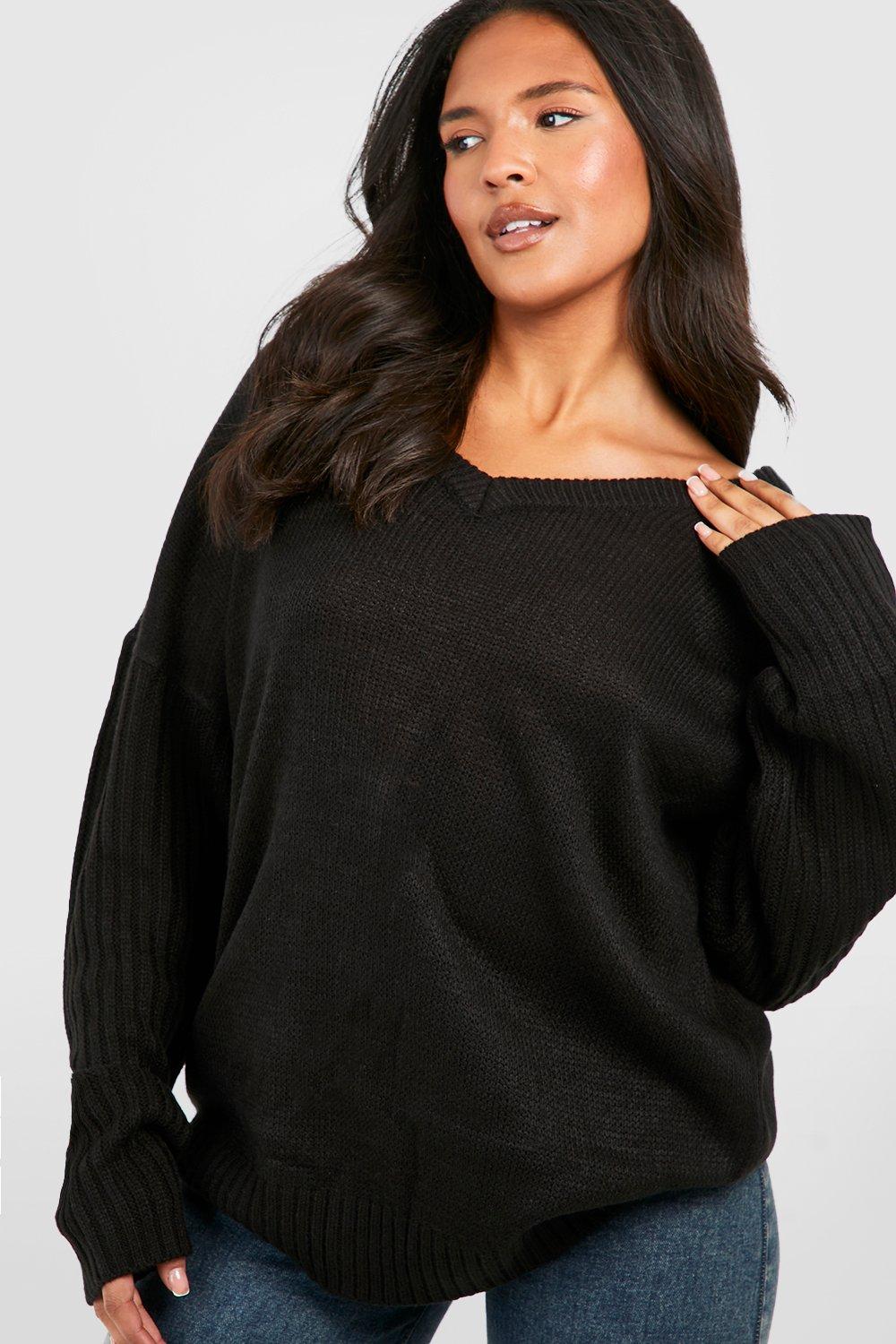 Plus size clearance v neck jumper