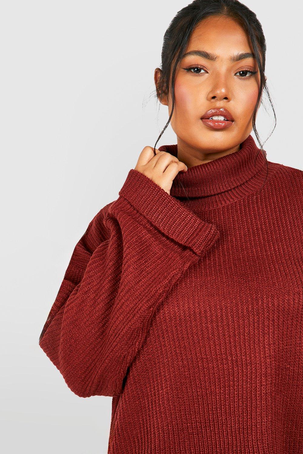 Plus size black polo sale neck jumper