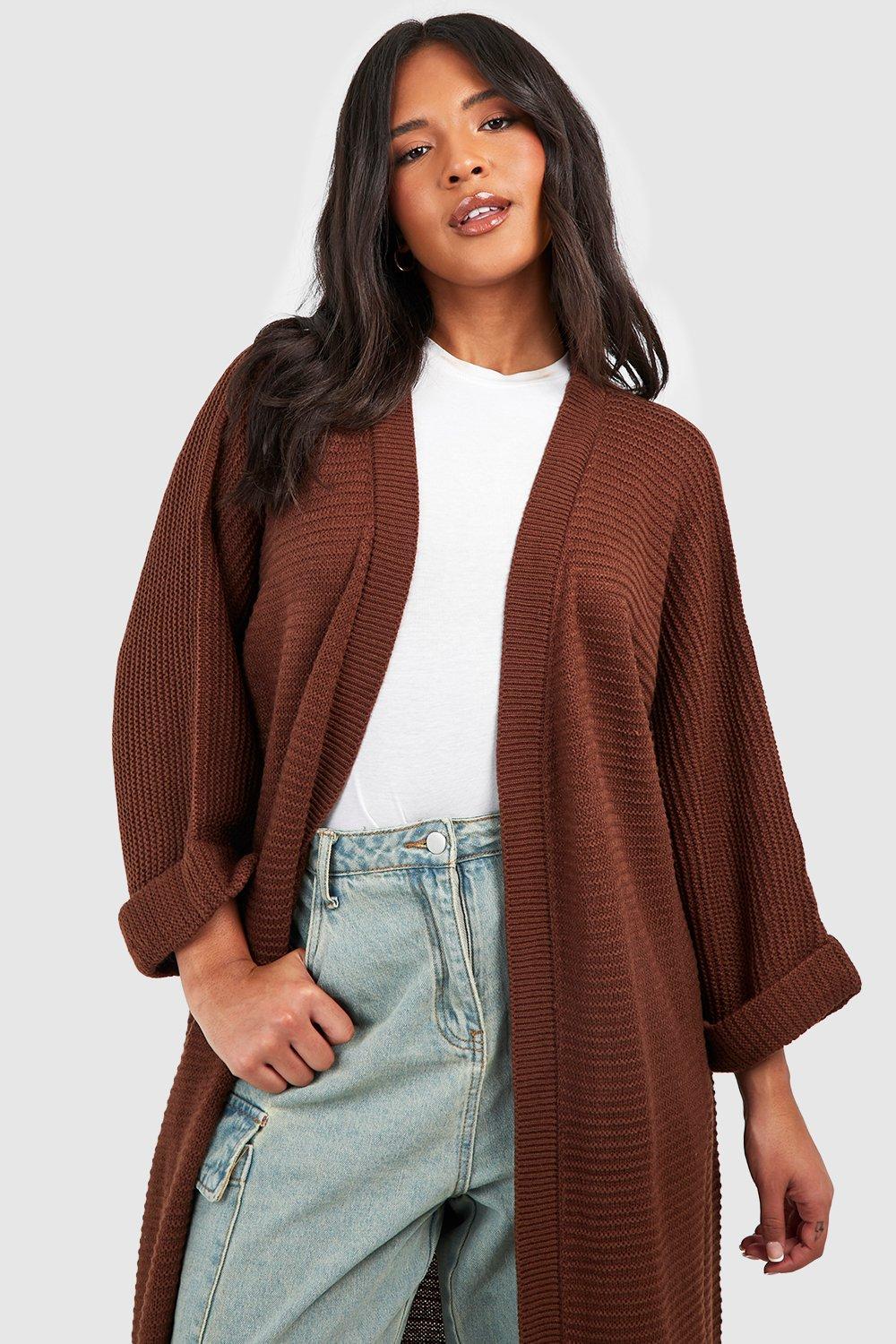 Plus Cocoon Oversized Rib Knit Cardigan