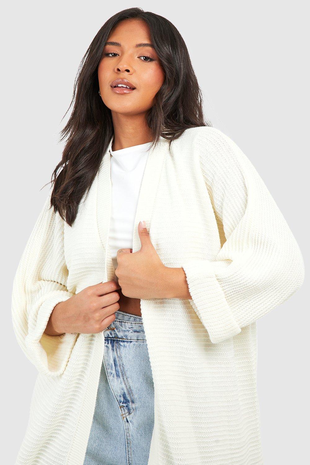 Women's Plus Cocoon Oversized Rib Knit Cardigan