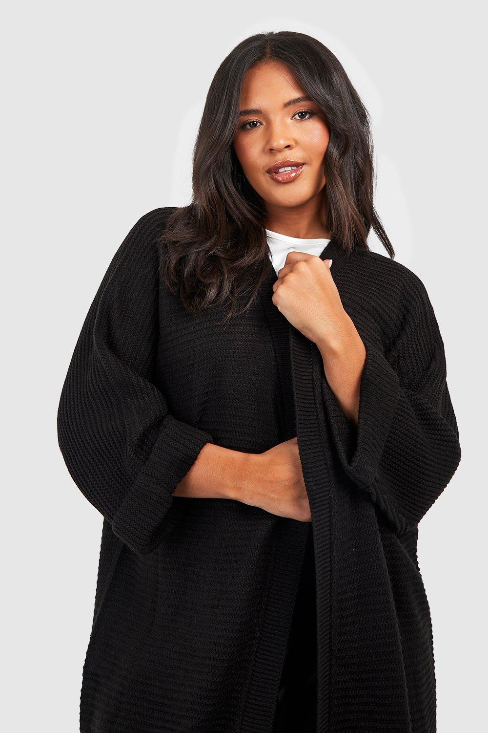 Plus Cocoon Oversized Rib Knit Cardigan